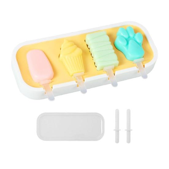 Popsicle Mold with Lid, Silicone Ice Cream Molds with 6 Sticks, 4 Cavities DIY Handmade Popsicle Mold for Making Cakesicles, Cake Pops, Ice Cream