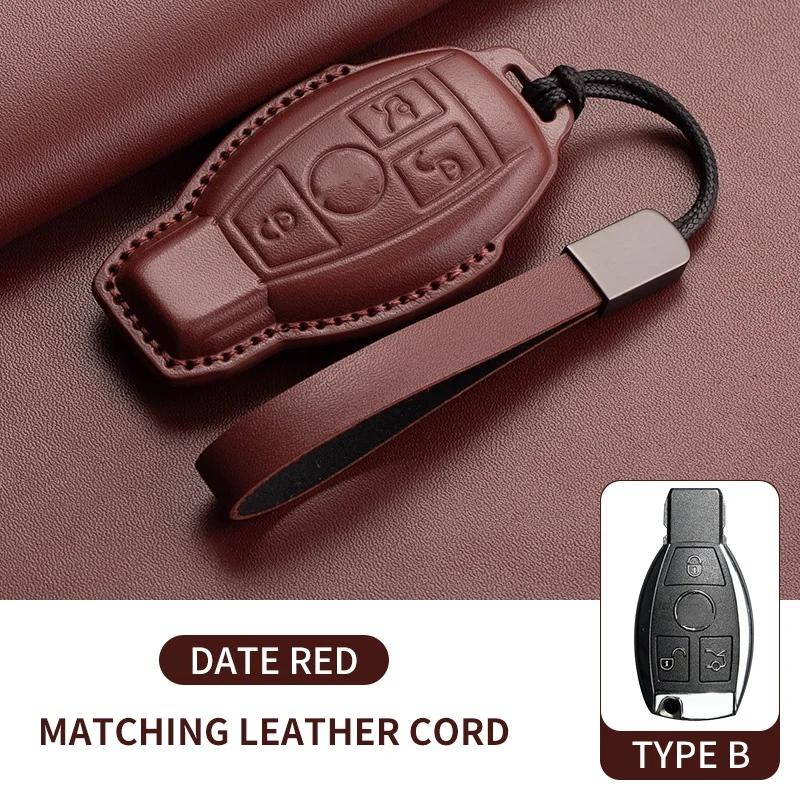 Leather Car Key Case Cover For Mercedes Benz E C G M R S Class W204 W212 W176 GLC CLA GLA AMG 2025 Key Shell Car Accessories