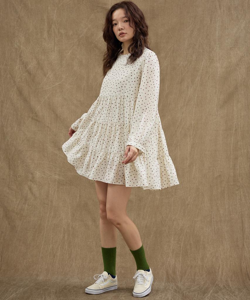Manavis Seven Tiny Blossom Tiered Dress [Ivory]