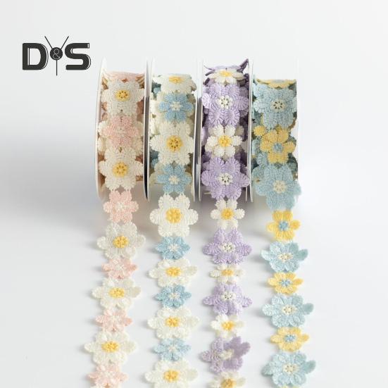 Haftowana wstążka z kwiatami 9,84 stopy Koronkowa taśma Słonecznik Wstążka DIY Koronka Wstążka do szycia Haftowa wstążka do sukni ślubnej Opaska do włosów Ozdoba ubrań