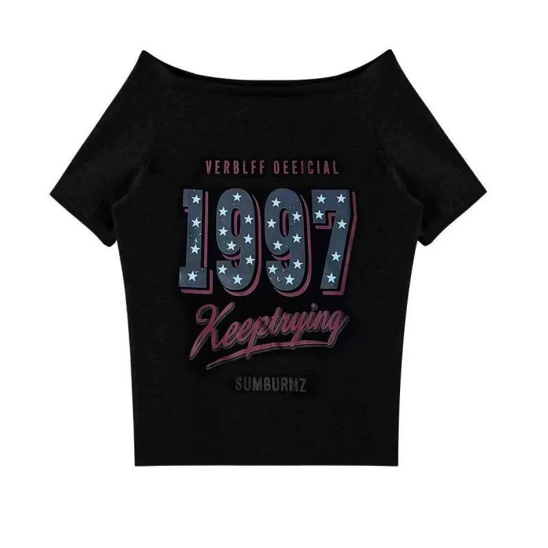 Amerikanisches Retro-Sternenprint-Einschulter-Freizeit-Schlankheits-Top für Damen - 2025 Edition