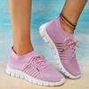 Fashion Green Soft Sole Knit Walking Shoes for Women 2025 Comfortable Breathable Mesh Sneakers Woman Plus Size Lightweight Casual Flats