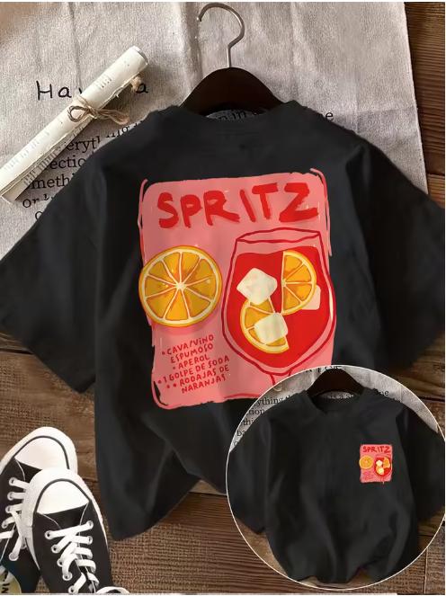 Aperol Spritz Recipe Graphic TShirt Mother Daughter Matching Tee Summer Orange Cocktail Harajuku White Tops Unisex