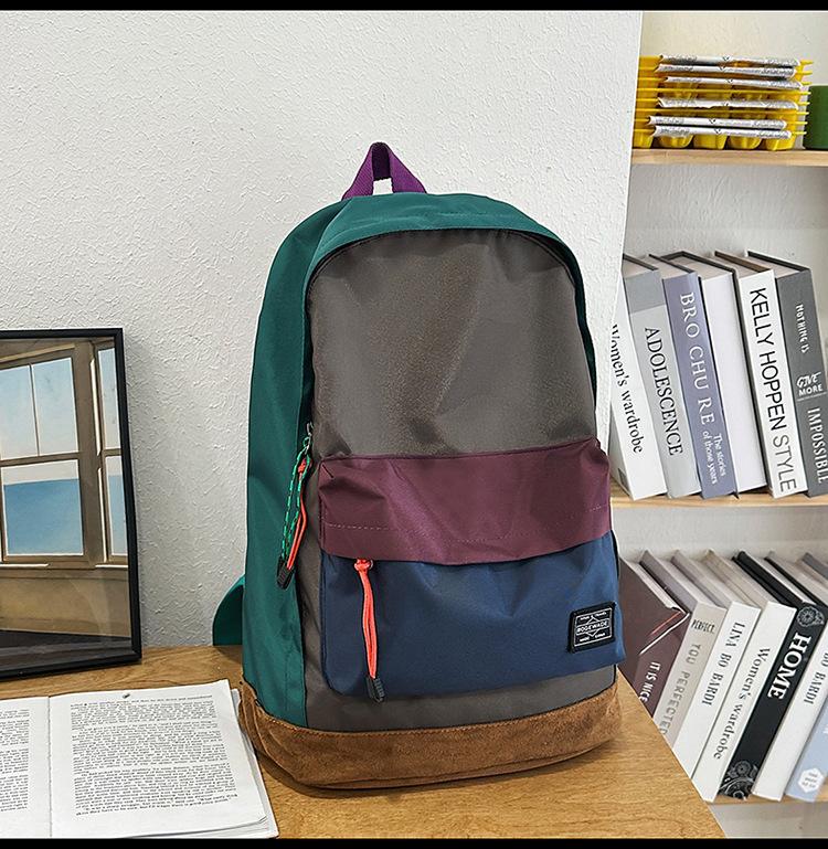 2026 Unisex Retro Color Blocked Waterproof Lightweight Large Capacity Travel Backpack for College Students