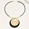 1pc Stitching Geometric Round Pendant Necklace Retro Style Statement Jewelry For Vacation Wear KTJ