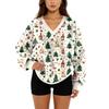 Women's V-Neck Sweatshirt Plush Solid Color Casual Fashion Long Sleeve With Pocketed Pullover Top