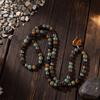 Literary and Retro Necklace, Round Bead Love Pendant, European and American Sweater Chain, African Pine Beaded Bracelet.