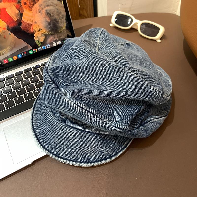 Beret Women Vintage Denim Octagonal Hat Berets Painter Cap Female Autumn Spring Hats For Women New Casual