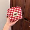 Large Capacity Red Plaid Pencil Case - Cute Design Stationery and Makeup Bag for Women