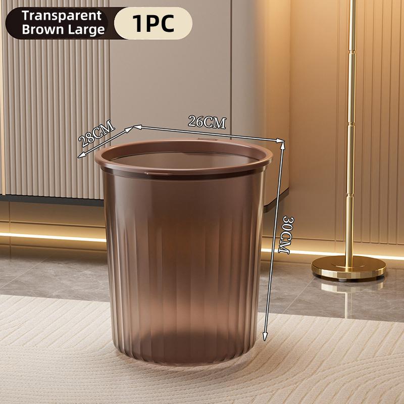 Large Household Plastic Transparent Garbage Bin High Aesthetic Pressure Ring Thick Paper Basket Kitchen Bathroom Living Room