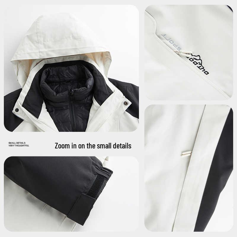 Women's Camel HJCAMEL 3-in-1 Windproof Down Jacket - Thick Winter Mountaineering Suit & Windbreaker Coat