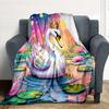 1pc Swan Princess Flannel Blanket, Comfortable and Warm Blanket, for Camping Sofa Bed and Couch Office011