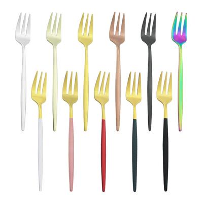 6 Pz/set Set Forchetta D'oro Tè Torta Snack Forchetta Stoviglie Posate Set di Posate in Acciaio Inossidabile Lucido a Specchio Dessert Frutta Forchetta