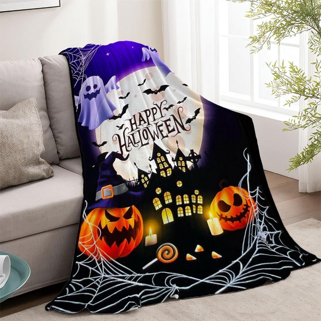 Halloween Schloss Geister Aufdruck Decke für Sofa Bett Reise Camping Wohnzimmer Büro Klimadecke für Alle Jahreszeiten Geschenke