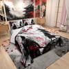 3Pcs Red Japanese Samurai 3D Printed Bedding Set Comfortable Duvet Cover King Queen Twin Size Birthday Gift Bedroom Decoration