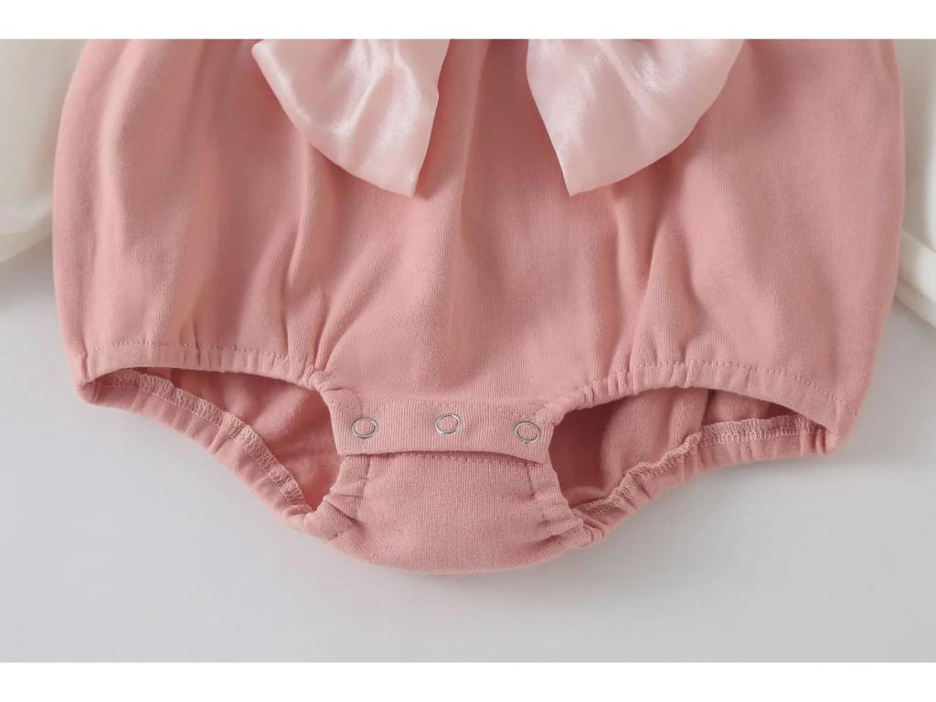 Autumn Newborn Baby Girl One-Piece Romper – Princess Design for 100-Day Celebration, Spring & Fall Wear