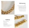 Exaggerated 18K Gold-Plated Titanium Steel Cuban Necklace & Bracelet Set - European/American Hip Hop Style