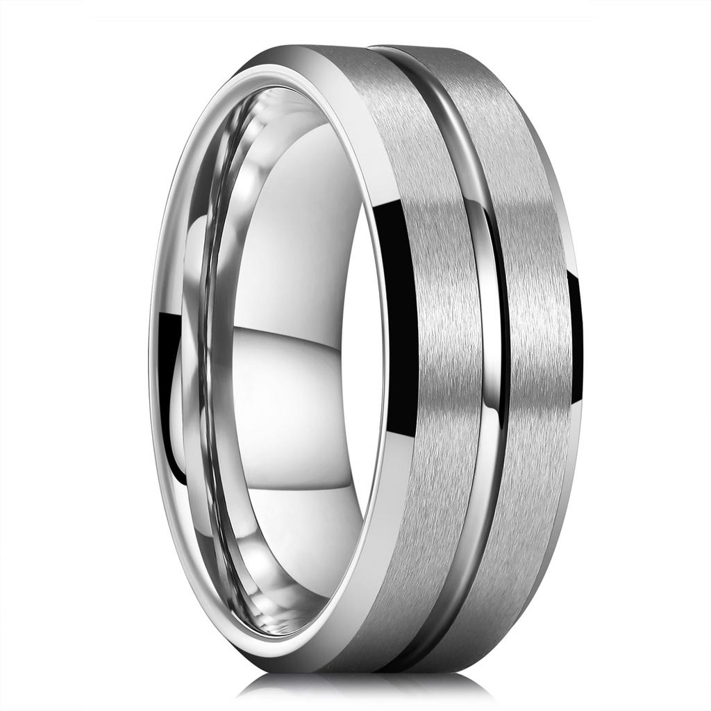 Luxury 8mm Gold Color Men Stainless Steel Wedding Rings Inlay Meteorites Engagement Rings For Men Party Jewelry Drop Shipping