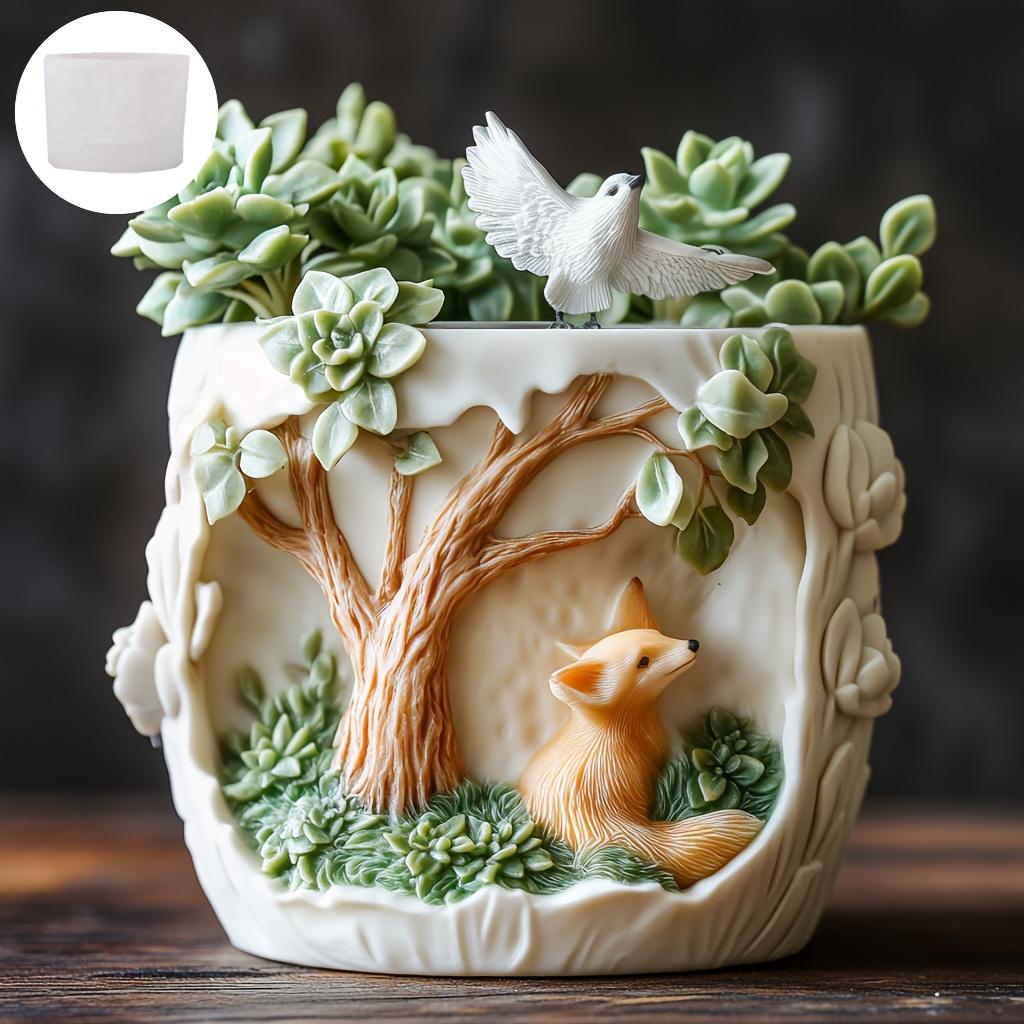 Glacier Mammoth Relief Succulent Plant Pot Resin Silicone Mold Elephant Glacier Storage Box Mold Stripe Plaster gypsum Mold