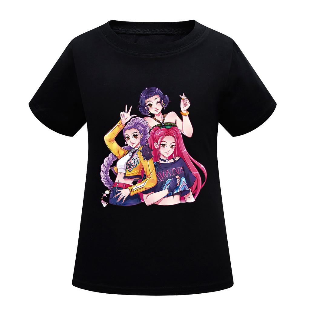Kids Girls Anime Cartoon K-POP Rumi Zoey Mira Printed Casual Short Sleeves T-Shirt Top