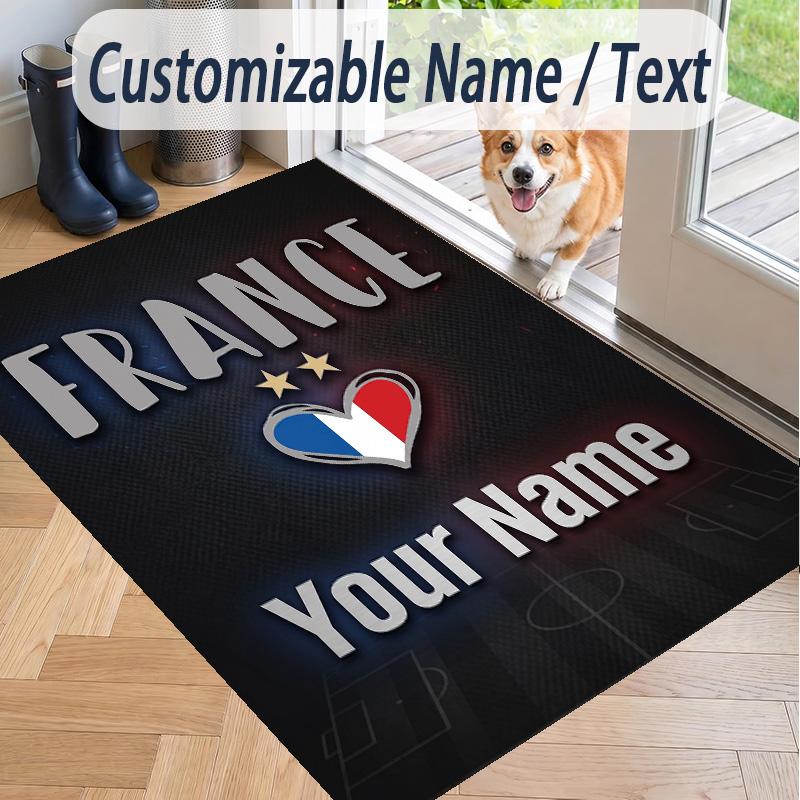 Custom Text Printed Rug France national football team Non Slip Floor Carpet For Home Room Decor