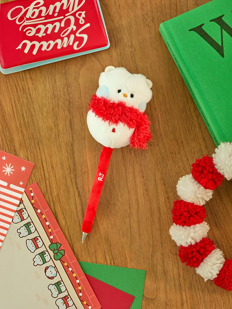 BT21 RJ Minini Petit Holiday Snowman Plush Gel Pen