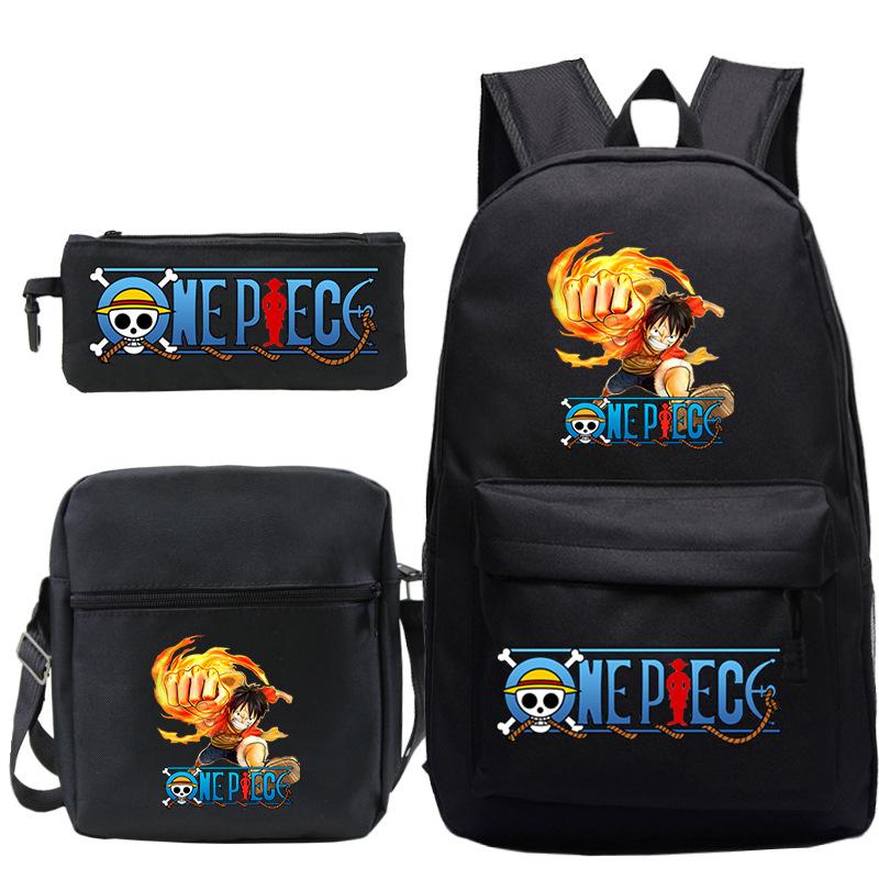 Cartoon Printed Teen Backpack Men's and Women's Student School Bag Three-piece Combination