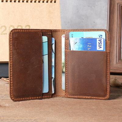 Handgefertigter Kartenhalter für Herren im Vintage-Stil für Kreditkarten und Führerschein, Designer-Kartenetui mit zweifachem Kartenfach, Führerschein, 7,5 x 10,5 cm
