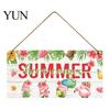 Summer Themed Gifts Wooden Hanging Sign, Beach Theme Welcome Sign Front Door Decor with Rustic Wood Plaque Rope, Colorful Hanger for Seasonal