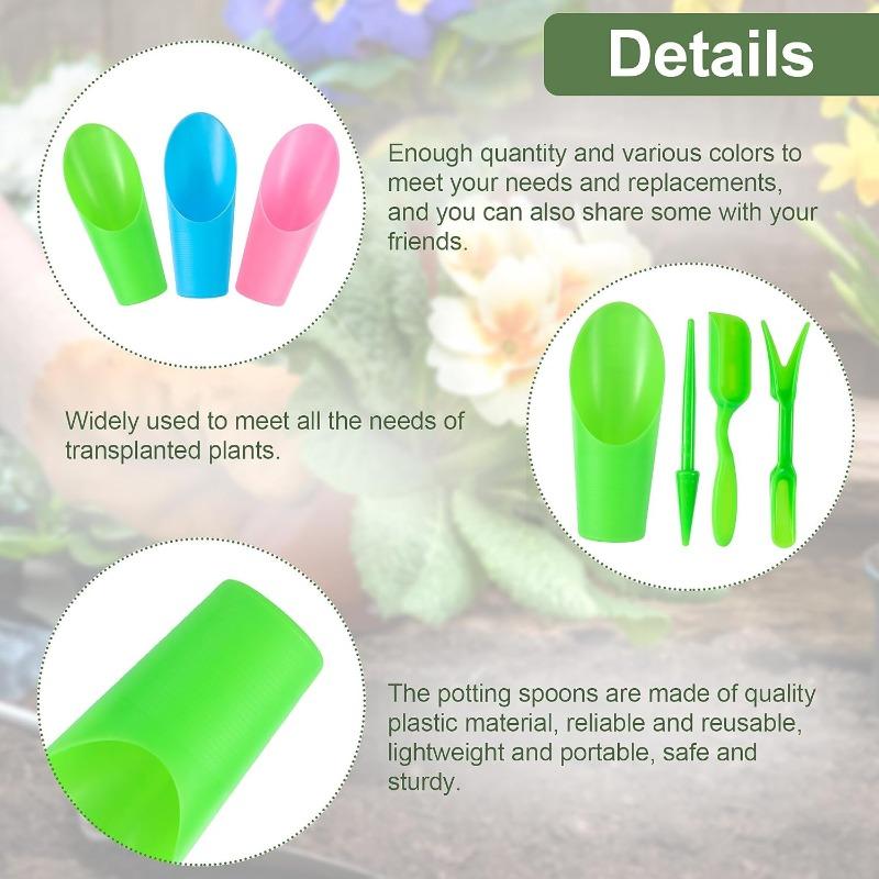 4PCS-Set Garden Shovel Hand Tools Transplanting Succulent Cultivation Digging Scoops Kits Plastic for Flower Planting Bonsai Potting Soil Indoor