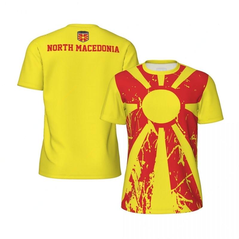 Nordmazedonien Grafik T-Shirt Für Street Oversized Kurzarm T-Shirts Sommer 3D Gedruckt Sport Fitness Fußball T-Shirts
