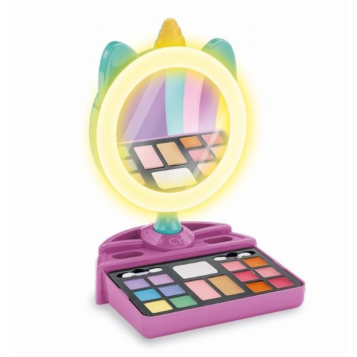 CLEMENTONI - Miroir de maquillage licorne - Anneau lumineux - Maquillage et accesoires cheveux et ongles - Dès 7ans