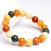 Hongchu Crystal Natural Colorful Burmese Jade Round Bead Bracelet Natural Burmese Colored Jade Single-Strand Bracelet