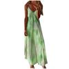 Fashion Women Sexy Plus Size Tie-dye Print Sleeveless V-Neck Camisole Long Dress