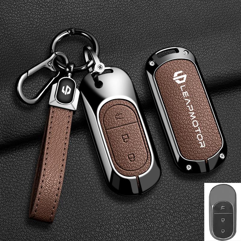 

Zinc Alloy Car Key Case Cover For Leapmotor T03 S01 C11 For 2023 Leapmotor C01 T03 S01 C11 Leap Motor Holder Key Fob Keychain