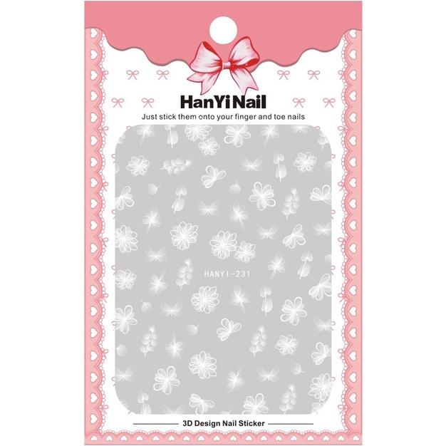 Self-Adhesive Nail Sticker White Flower Nail Decal Nail Art Decoration