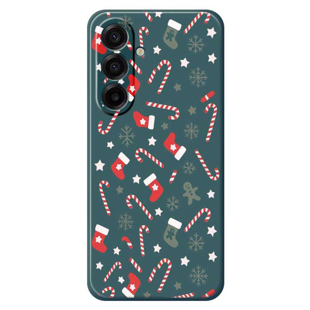 For Samsung Galaxy A17 5G Case Red Grey Socks and Canes Pattern Printing Straight Edge TPU Phone Back Cover