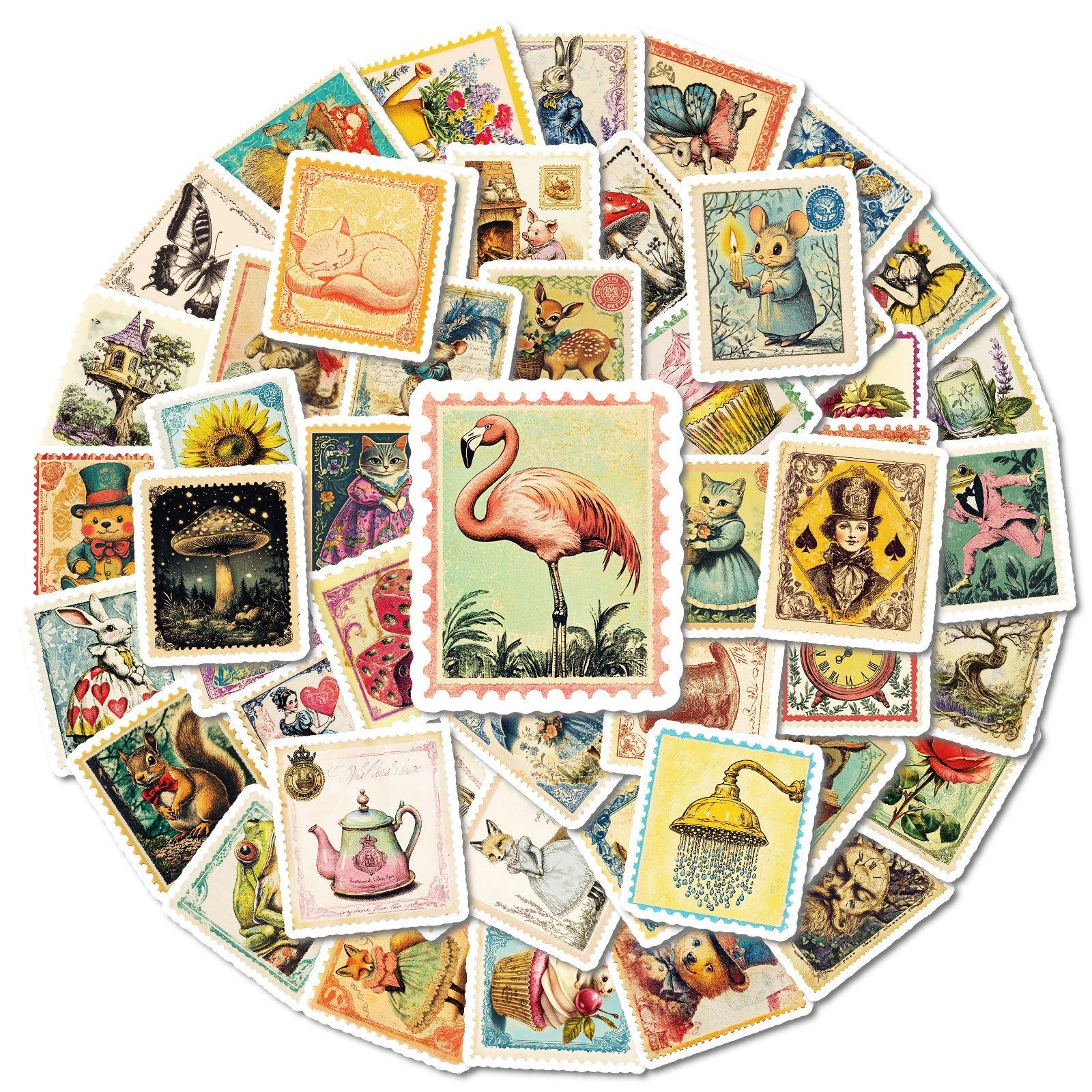 

50 Children S Stamps Graffiti Waterproof Stickers Nordic Retro Style Stickers