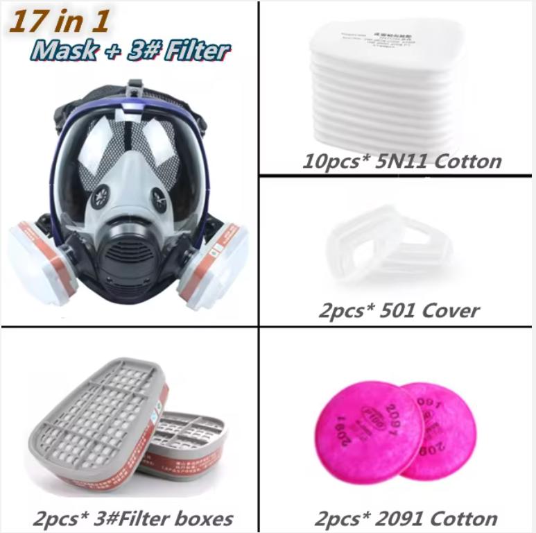 Chemical Gas Mask 6800 Dust Respirator Anti-Fog Full Face Mask Filter For Industrial Acid Gas, Welding Spray Paint Insecticide