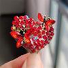Vintage Rhinestone Butterfly & Heart Brooch Luxury Crystal Pin for Coat, Blazer & Formal Attire, Elegant Statement Jewelry