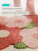 Strong Water-Absorbing Floor Mat At the Bathroom Entrance, Plush Quick-Drying Non-Slip Foot Mat, Pink Floral Carpet for the Shower Room
