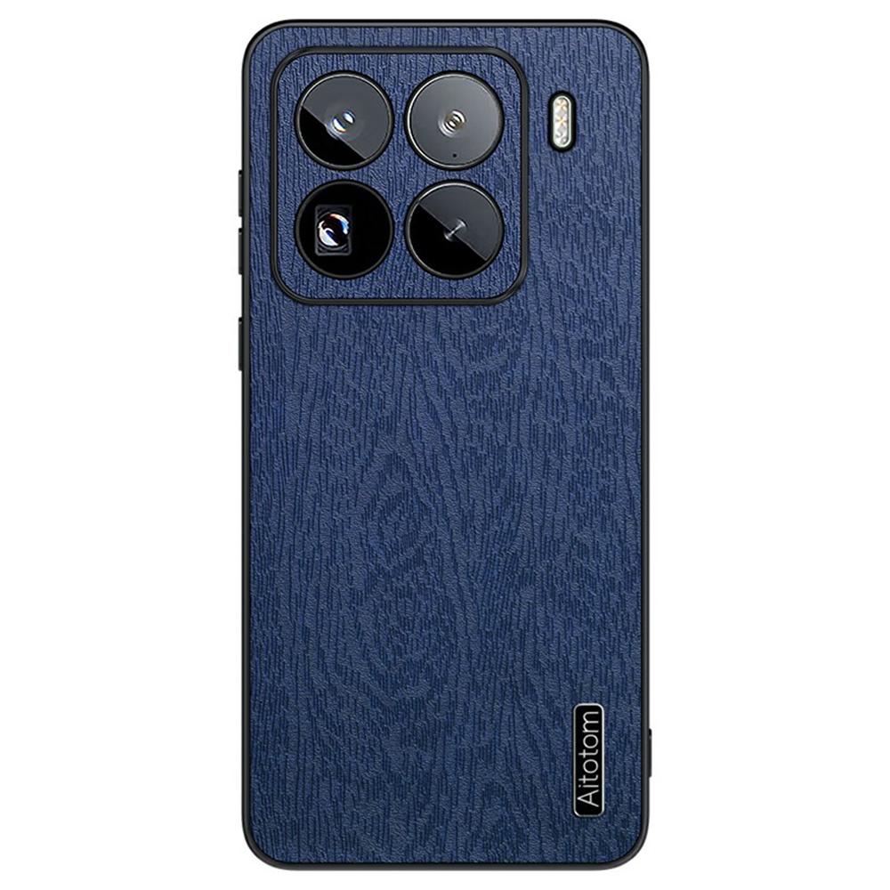 For Xiaomi 15 Pro Case Wood Texture PU Leather Coated PC+TPU Phone Cover