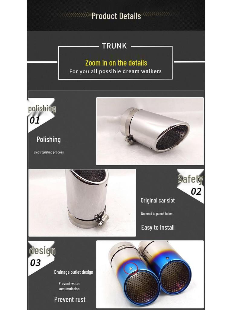 Volkswagen CC Magotan Stainless Steel Silver Exhaust Pipe Tail Trim