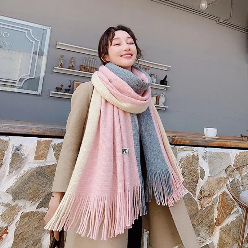 Tassel Couple Scarf Winter Long Thick Wool Student Scarf Women's Versatile Thickened Autumn and Winter Korean Style Scarf for Men