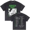Washed Vintage Punk Band Green Day The Saviors Tour Tshirts Men Classic Gothic Rock T Shirts Male Oversized Tshirt Streetwear