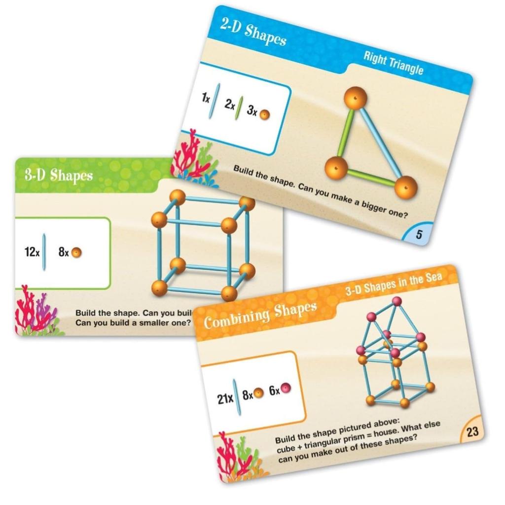 Learning Resources Math Educational Material: Insert and Connect to Create 3D & 2D Shapes (129 pieces) - Ages 6 and Up - LER1773 (Authentic Product)