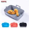 Silicone Air Fryer Baking Pan - Rectangular, Heat-Resistant, Oil-Draining Liner Mat