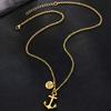Fashion Round Medal Anchor Pendant Square Bead Chain Necklace for Men Women