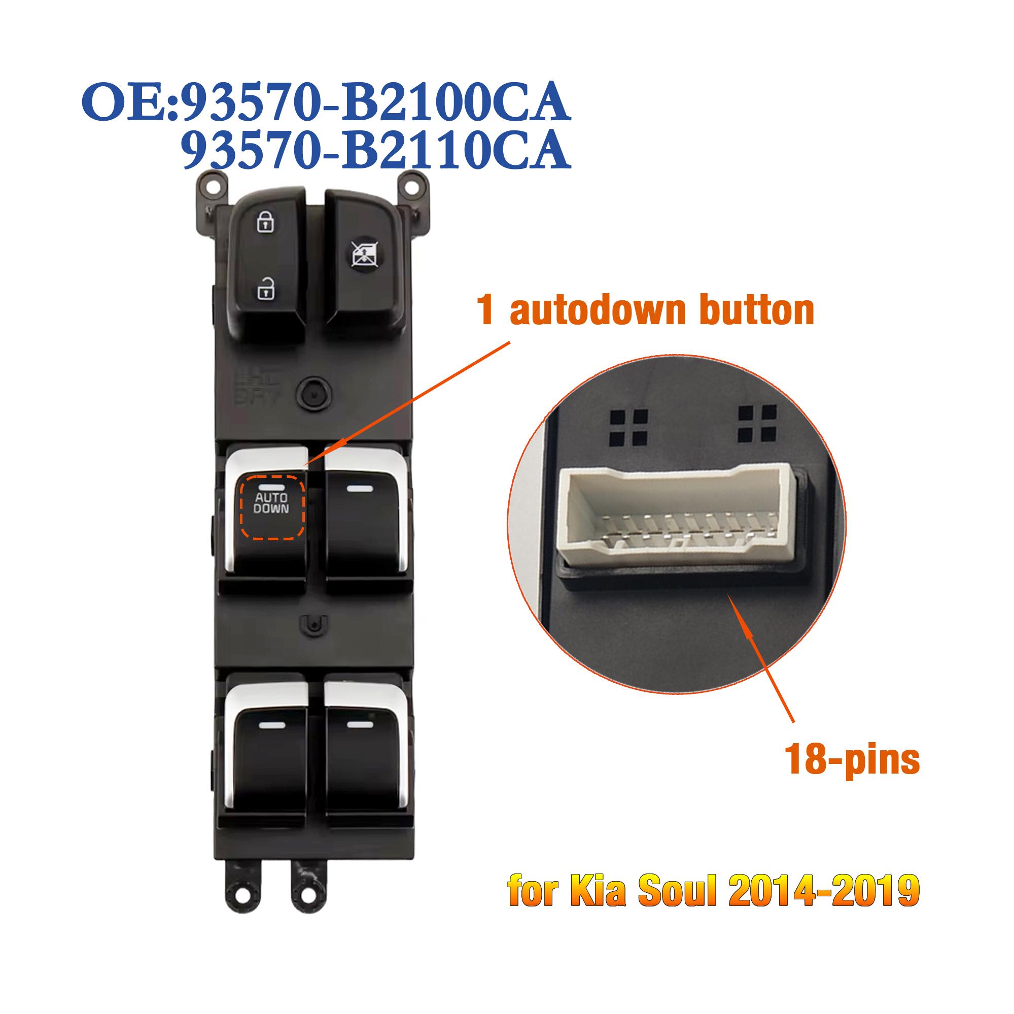 93570-B2100CA 93570-B2110CA For Kia Soul 2014-,autodown button Left Driver Side Master Power Window Lifter Control Switch 93570-B2100CA