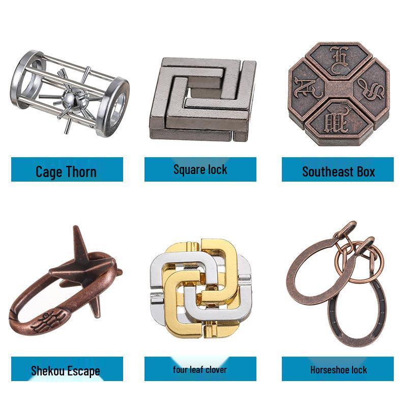 Kongming Lock Puzzle Set: Nine Interlocking Alloy Rings - Educational Disentanglement Toy